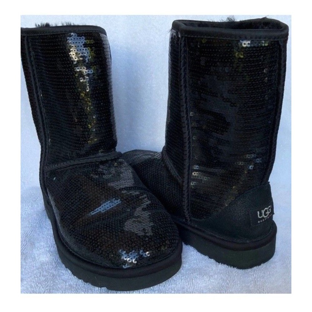 UGG CLASSIC SPARKLE SEQUIN BLACK LIMITED HOLIDAY EDITION WOMEN SIZE 8 RARE Y2K